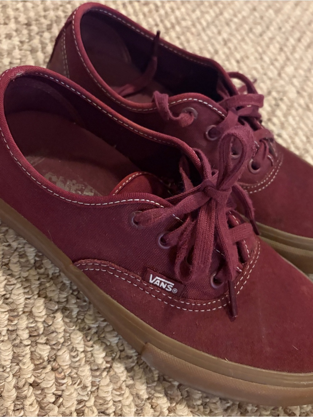 Vans Maroon Canvas Low-Top Sneakers